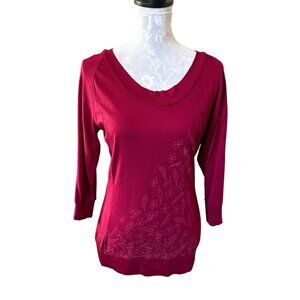 ICEBREAKER Womens Long Sleeve Merino Wool Base Layer Snowflake Print Large